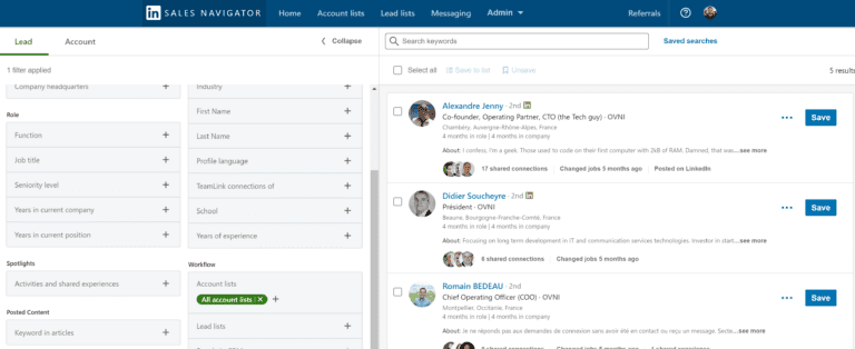Une capture d'écran d'un groupe de personnes engagées dans le marketing sortant sur LinkedIn.