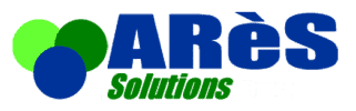 Un logo vert et bleu avec les mots ares.