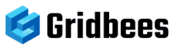 Un logo bleu et noir avec le mot gridbees.