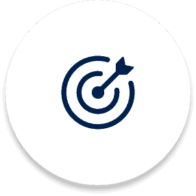 Un cercle blanc avec une flèche bleue dedans.